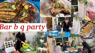 Bar B Q party || Ghar ko bar b q bazar bna dia || seekh kabab || tawa piece || Family get together