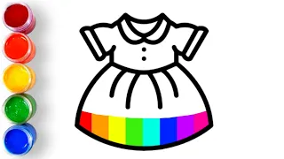 Beautiful Dress Drawing, Painting and colouring for Kids And Toddlers | Easy Drawings