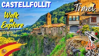 Castellfollit de la Roca Spain 🇪🇸 Beautiful Village Tour 🌞 Unique Medieval Villages 🌷 Walk 4K