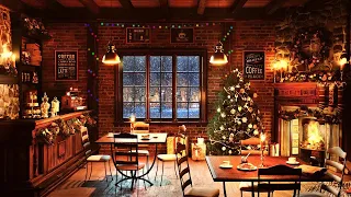 Café de Noël avec musique de Noël instrumentale jazz, cheminée et sons de café