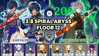 NEW 3.8 Spiral Abyss Kaeya Freeze & Alhaitham Triple Dendro 4* weapons Floor 12  | Genshin Impact