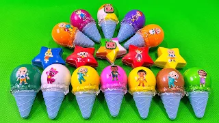 Cleaning Pinkfong in Stars, Ice Cream with Rainbow CLAY Coloring! Satisfying ASMR Videos