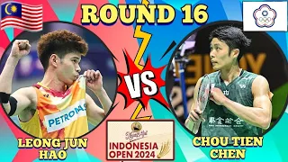 (R16)🇲🇾Leong Jun Hao 🆚️ (TPE)Chou Tien Chen🔥‼️BIG UPSET AGAIN‼️#indonesiaopen2024