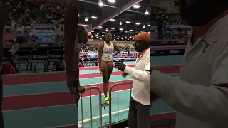 Coach Flo speaks with Julien Alfred after breaking her own collegiate record #shorts