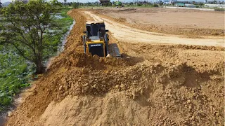 UPDATE! Great Teamwork!LAND Fill up Processing Dozer SHANTUI Pushing soil clear with Big DumpTruck