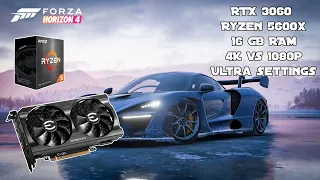 Forza Horizon 4 | RTX 3060 Ryzen 5 5600X | 4K vs 1080p | Ultra Settings