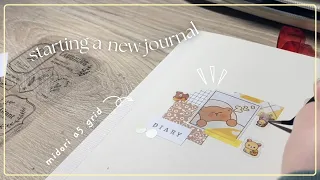 start a new journal with me 🪷 my first vid! | midori a5 [ asmr+lofi ] | bullet journal scrapbooking