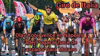 Giro de Italia. Olav Kooij vence en Nápoles. Tadej Pogacar hace de lanzador para Molano.