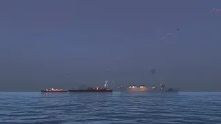 2 minutes ago!  As the carrier was about to depart, it was destroyed by a Ukrainian K-52 in Yemen