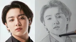 simple drawing BTS Jungkook step by step - BTS Jungkook Drawing #jungkook #bts #draw #art