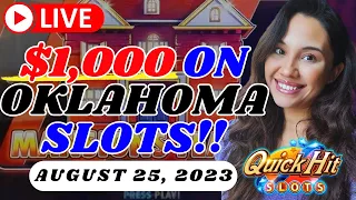 JACKPOT!! 🚨$1,000 ON SLOTS!! ☻ LIVE in OKLAHOMA! 🎰 Quick Hit Slots App! → August 25, 2023