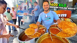 60/- Rs Marwari Indian Street Food Nasta 🇮🇳 कढ़छी wali Poori, छत्ता Bazar Kachori, कुजे वाले Bhature