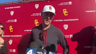 USC HC Lincoln Riley after Tuesday’s practice of Colorado week