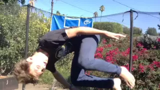 Gymnasts try parkour