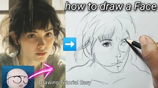 Semi realism Face drawing / How to draw a portrait