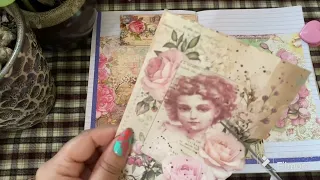 Asmr|| decorating my journal diary || Scrapbooking ||pink n floral flowers theme 🌸