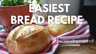 EASIEST, 4 Ingredients Bread Recipe! NO KNEAD Bread!
