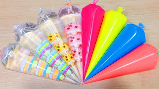 Making GLOSSY Slime with Piping Bags!! Satisfying RAINBOW Video #56