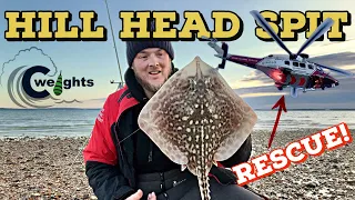 Fishing Low Tide At HILL HEAD SPIT - RNLI Rescue Footage!! Sea Fishing UK