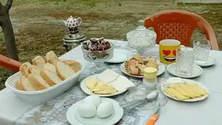 Samovar çayı səhər süfrəsi ilə😊.Завтрак с чаем от самовара.Samovars Tea