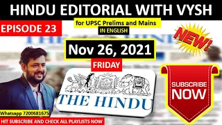 BEST Hindu Editorial in English | Hindu EDITORIAL in English | 26th November 2021 | By Vysh | HINDU