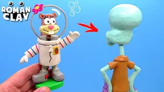 Sandy and Squidward with Clay SpongeBob | Roman Clay Tutorial