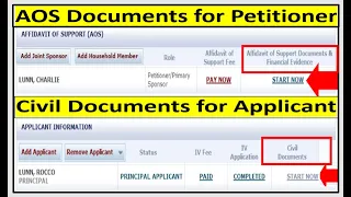 NVC Stage: AOS Required Document for Petitioner || NVC Civil Documents for Principal Applicant.