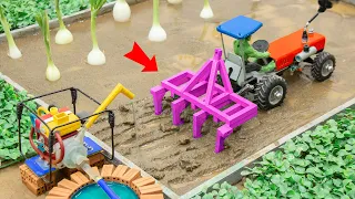 DIY tractor mini plough machine science project | diy water pump new technology | @SunFarming
