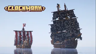 The first actually working sailing warships in Minecraft Clockwork!