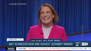 Amy Schneider becomes second all-time winningest champion on 'Jeopardy'