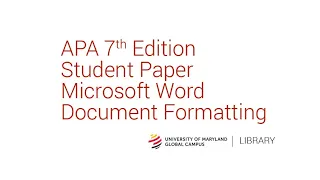 APA Paper Formatting (7th Edition)