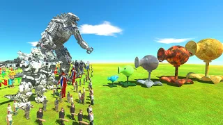 Peashooter Of Evolution VS Mechagodzilla + Gundam - Animal Revolt Battle Simulator