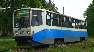 Трамвай 71-608КМ (КТМ-8) №135 с маршрутом №6 внутреннее кольцо "Голутвин"
