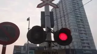 Train crossing signal in Vietnam