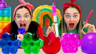 ASMR MUKBANG Rainbow Desserts king beggar Meringue, Jelly noodles, Push pop, Crepe cake by YumYum #2