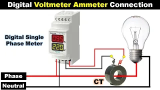 Single phase Digital Voltmeter and Ammeter Connection | Voltmeter | ews |@ElectricalWiringSchool