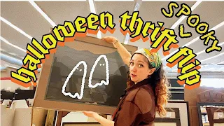 Thrift flip: spooky edition! 👻🎨painting ghosts on thrifted painting 🖼️ thrift with me thrift haul