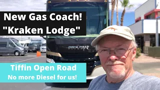 V4E1 Our New to us Gas Class A Tiffin, Open Road 34pa, "The Kraken Lodge"