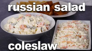 How to make Russian Salad and Coleslaw at Home | Easy Russian Salad Recipe | Coleslaw Recipe Easy