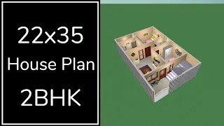 22x35 House Plan 2BHK || 770 Sqft Home Design || 2BHK Ghar Ka Naksha || 3D House Design