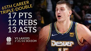 Nikola Jokic 17 pts 12 rebs 13 asts vs Lakers 21/22 season