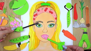 ASMR Makeup for Girl with PAPER COSMETICS 💄 Fruit makeup