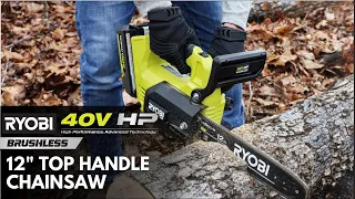 4X FASTER Cutting | RYOBI 40V HP Brushless 12" Top Handle Chainsaw