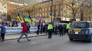 Protesters Gather Outside Downing Street as Russia Attacks Ukraine