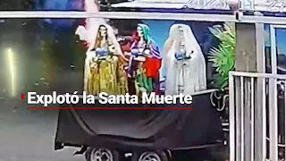 En procesión a la Santa Muerte, explota pirotecnia en Catemaco