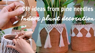 DIY/ ideas from pine needles | Indoor plant decoration ideas