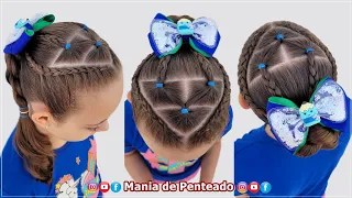 Penteado Infantil com Tranças e Elásticos | Braids and Elastics Bun Hairstyle for Girls 🥰💕