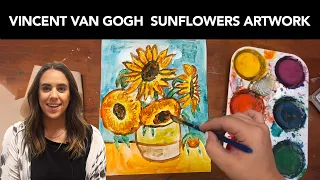 How to Draw and Paint Vincent Van Gogh's Sunflowers for Kids!