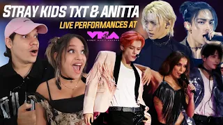 Latinos React to KPOP VMAS 2023 Ft Stray Kids 'S Class' | TXT & Anitta's 'Back For More' | REACTION!