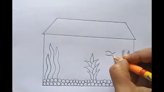 how to draw an aquarium//easy fish tank drawing step by step